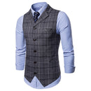 Nuevo chaleco para hombre, chaleco informal de negocios para hombre, chaleco de entramado para hombre, chaleco de traje sin mangas a la moda para hombre, Top informal inteligente, gris y azul