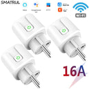 SMATRUL Tuya WiFi EU Smart Plug 16A 220V Adapter Drahtlose Fernbedienung Sprachsteuerung Power Monitor Timer Steckdose für Google Home Alexa