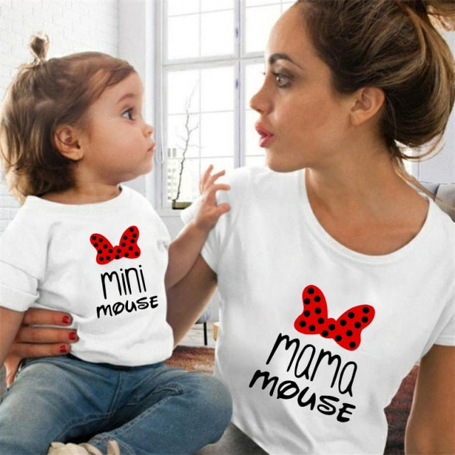 Familie T-Shirts Mode Mama und ich Kleidung MAMA und MIMI Familie passende Kleidung Baumwolle Tops Mutter Baby Mädchen Kleidung T-Shirts