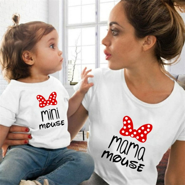 Family Tshirts Fashion Mommy And Me Clothes MAMA And MIMI  Family Matching Clothes Cotton Tops Mother Baby Girl Clothes Tshirts