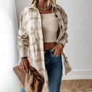 Herbst Frühling Langes Kariertes Hemd Frauen Casual Weiß Langarm Tasche Button Up Kragenhemd Top Kleidung Mode Neu 2021 Herbst