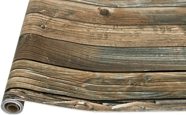 HaoHome Selbstklebende Tapete, Kunstholzmaserung, abziehen und aufkleben, Vinyl, wasserdichte Wandaufkleber