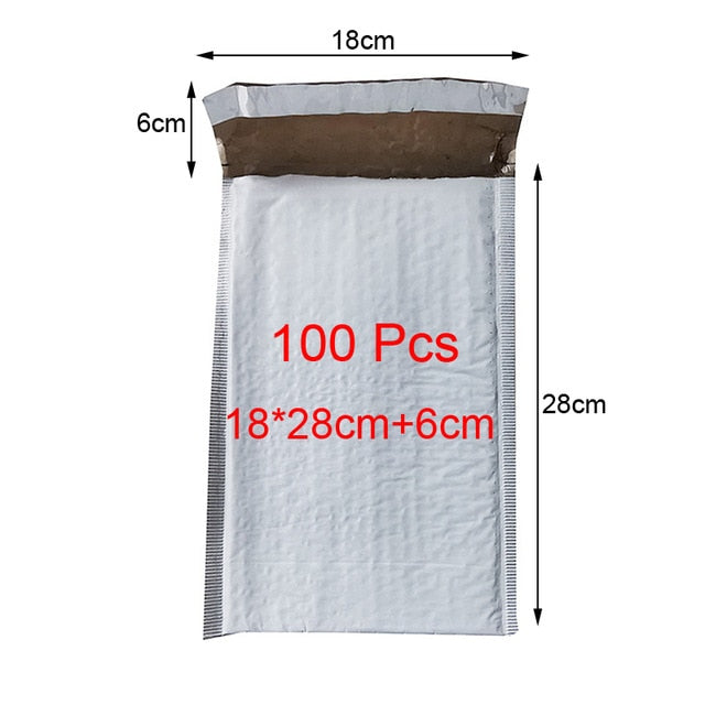100 Pcs White Foam Envelope Bag Different Specifications Mailers Padded Shipping Envelope With Bubble Mailing Bag