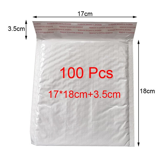 Bolsa de sobre de espuma blanca de 100 Uds., diferentes especificaciones, sobres de envío acolchados con bolsa de correo de burbujas