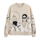 Tangada Frauen Charater Print Graue Sweatshirts Oversize Langarm O Hals Lose Pullover Weibliche Tops 4H1