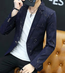 HOO 2021Männer Casual Kragenkragen Blazer Jugend hübscher Trend Slim Print Blazer 5XL 6XL