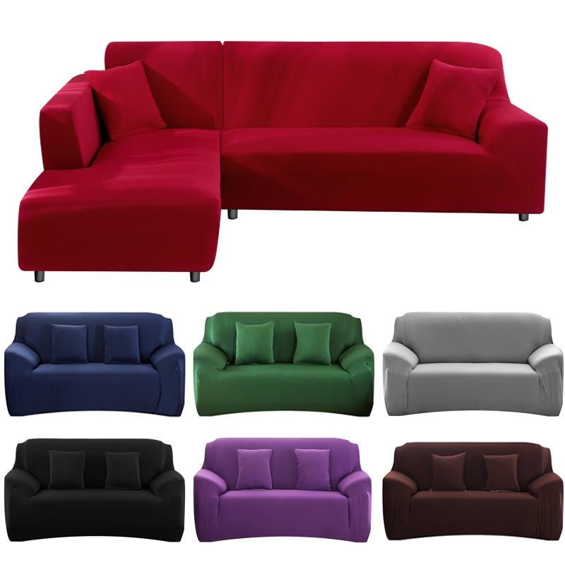 Elasticity Sofa Cover Extensible Couch Cover SofaCovers Sectional Solid Color Single/two/three/four Seats L Shape Need Buy 2pcs