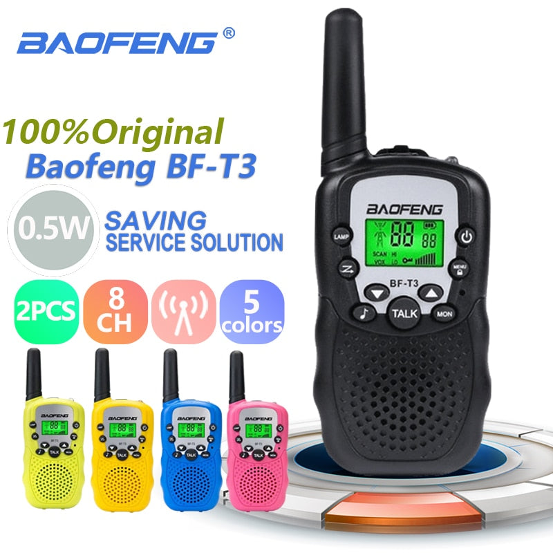 2 uds al por mayor niños Mini niños UHF Walkie Talkie BF-T3 Baofeng FRS Radio bidireccional Comunicador T3 Handy Talkie Hf transceptor