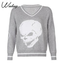 Weekeep Y2K Chic Print Streetwear Übergroßer Pullover Damen Casual Herbst Winter Strickpullover Mode Lose Strickwaren Pullover