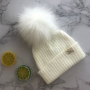 Winter Unisex Faux Fur Pompon Mütze Schal für Kinder Jungen Mädchen gestrickte Babymützen mit Bommelmütze Kinderzubehör