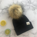 Winter Unisex Faux Fur Pompon Mütze Schal für Kinder Jungen Mädchen gestrickte Babymützen mit Bommelmütze Kinderzubehör
