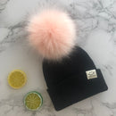 Winter Unisex Faux Fur Pompon Mütze Schal für Kinder Jungen Mädchen gestrickte Babymützen mit Bommelmütze Kinderzubehör