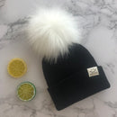 Winter Unisex Faux Fur Pompon Mütze Schal für Kinder Jungen Mädchen gestrickte Babymützen mit Bommelmütze Kinderzubehör