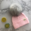 Winter Unisex Faux Fur Pompon Mütze Schal für Kinder Jungen Mädchen gestrickte Babymützen mit Bommelmütze Kinderzubehör