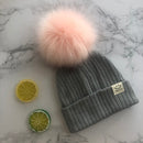 Winter Unisex Faux Fur Pompon Mütze Schal für Kinder Jungen Mädchen gestrickte Babymützen mit Bommelmütze Kinderzubehör
