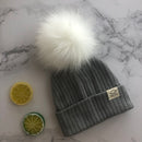 Winter Unisex Faux Fur Pompon Mütze Schal für Kinder Jungen Mädchen gestrickte Babymützen mit Bommelmütze Kinderzubehör