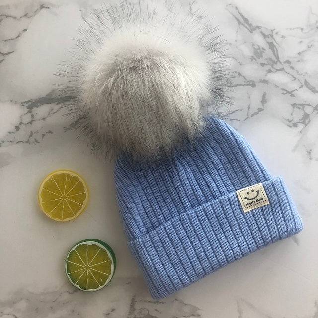 Winter Unisex Faux Fur Pompon Hat Scarf For Kids Boys Girls Knitted Baby Caps With Pompom Bonnet Children&