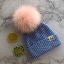 Winter Unisex Faux Fur Pompon Mütze Schal für Kinder Jungen Mädchen gestrickte Babymützen mit Bommelmütze Kinderzubehör