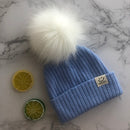 Winter Unisex Faux Fur Pompon Mütze Schal für Kinder Jungen Mädchen gestrickte Babymützen mit Bommelmütze Kinderzubehör