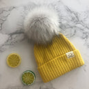Winter Unisex Faux Fur Pompon Mütze Schal für Kinder Jungen Mädchen gestrickte Babymützen mit Bommelmütze Kinderzubehör