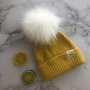 Winter Unisex Faux Fur Pompon Mütze Schal für Kinder Jungen Mädchen gestrickte Babymützen mit Bommelmütze Kinderzubehör