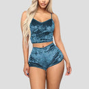 WENYUJH 2020 Frauen 2 stücke Samt Nachtwäsche Sexy Spaghettibügel Samt Shorts Pyjama Set Damen Nachtwäsche weibliche Pyjama Party Set