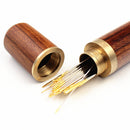 DIY Nähnadeln Halter Aufbewahrungsrohr Holzkiste Handnähnadeln Etui Leder Stricken Stickerei Flicken Nadeln Behälter