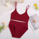 2 STÜCKE BH Set Frauen Sexy Bralette Sexy Weibliche Unterwäsche Dessous Gerippte Tops Mädchen Mode Büstenhalter Basic Stretchy Tank Crop Top