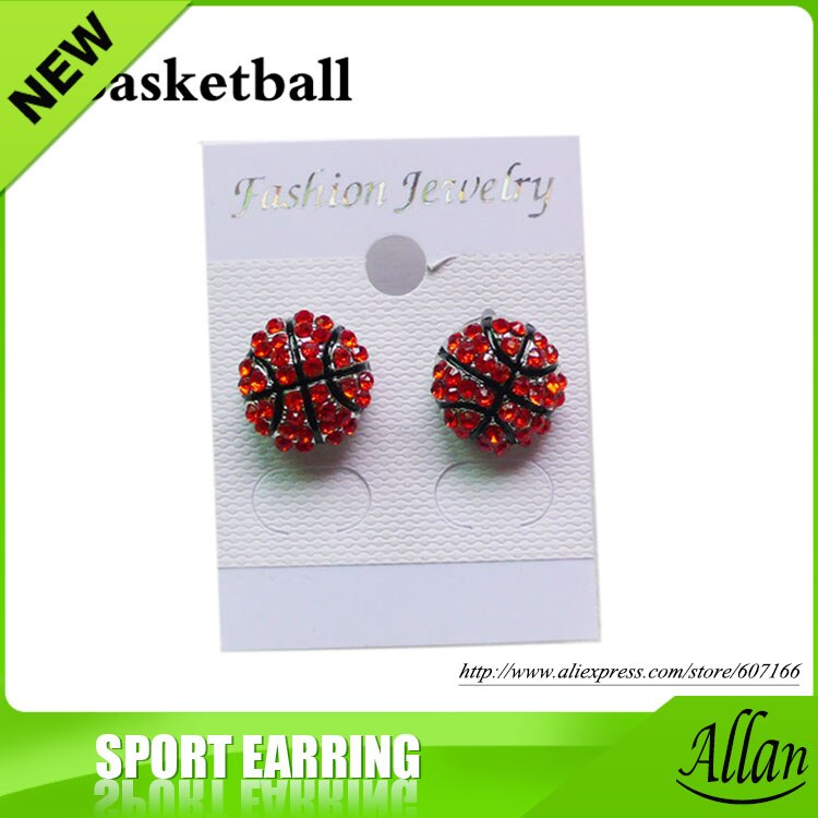 Team Spirit basketball volleyball soccerball football Baseballs softball Rhinestone Stud Earrings