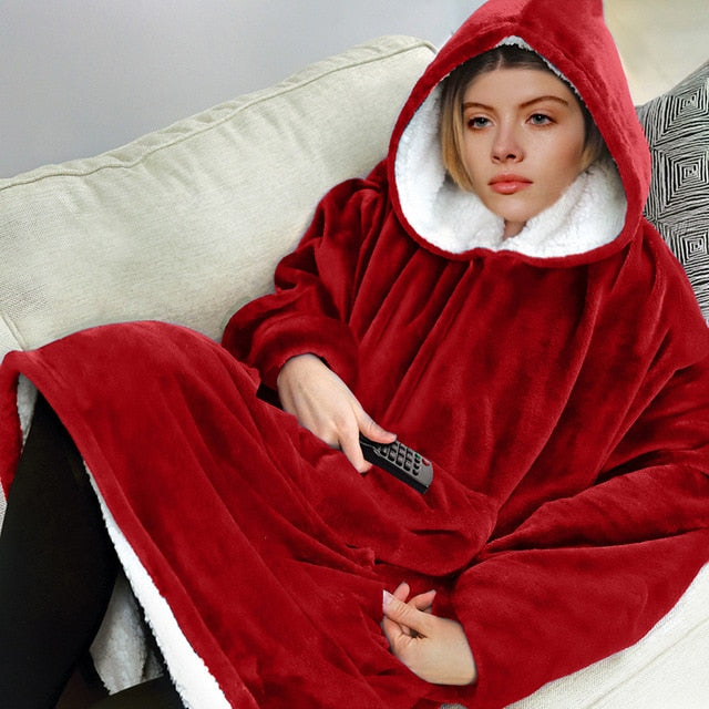 Sudaderas con capucha de gran tamaño para mujer, sudaderas con capucha de invierno, manta de TV gigante de lana con mangas, jersey de gran tamaño, sudaderas con capucha para mujer