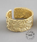 925 Sterling Silber offener Ring für Frauen INS Nische unregelmäßige Welle Sand Oberfläche breite Nudel Original Party Geburtstagsgeschenk