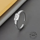 925 Sterling Silber offener Ring für Frauen INS Nische unregelmäßige Welle Sand Oberfläche breite Nudel Original Party Geburtstagsgeschenk