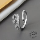 925 Sterling Silber offener Ring für Frauen INS Nische unregelmäßige Welle Sand Oberfläche breite Nudel Original Party Geburtstagsgeschenk
