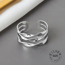 925 Sterling Silber offener Ring für Frauen INS Nische unregelmäßige Welle Sand Oberfläche breite Nudel Original Party Geburtstagsgeschenk