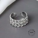 925 Sterling Silber offener Ring für Frauen INS Nische unregelmäßige Welle Sand Oberfläche breite Nudel Original Party Geburtstagsgeschenk