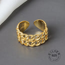 925 Sterling Silber offener Ring für Frauen INS Nische unregelmäßige Welle Sand Oberfläche breite Nudel Original Party Geburtstagsgeschenk