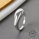 925 Sterling Silber offener Ring für Frauen INS Nische unregelmäßige Welle Sand Oberfläche breite Nudel Original Party Geburtstagsgeschenk