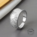 925 Sterling Silber offener Ring für Frauen INS Nische unregelmäßige Welle Sand Oberfläche breite Nudel Original Party Geburtstagsgeschenk