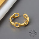 925 Sterling Silber offener Ring für Frauen INS Nische unregelmäßige Welle Sand Oberfläche breite Nudel Original Party Geburtstagsgeschenk