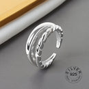 925 Sterling Silber offener Ring für Frauen INS Nische unregelmäßige Welle Sand Oberfläche breite Nudel Original Party Geburtstagsgeschenk