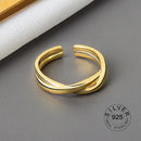925 Sterling Silber offener Ring für Frauen INS Nische unregelmäßige Welle Sand Oberfläche breite Nudel Original Party Geburtstagsgeschenk