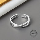 925 Sterling Silber offener Ring für Frauen INS Nische unregelmäßige Welle Sand Oberfläche breite Nudel Original Party Geburtstagsgeschenk