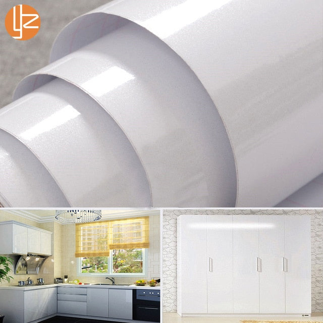 Rollo de papel tapiz de vinilo de PVC autoadhesivo con purpurina blanca y negra lisa yazi para muebles de papel de pared de cocina a prueba de agua