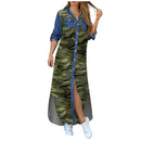 Herbst Langes Kleid Langarm Shirt Kleid Frauen Denim Lange Kleider Taschenknopf Hemd Druck Kleid Beiläufige Lose Kleider 2020