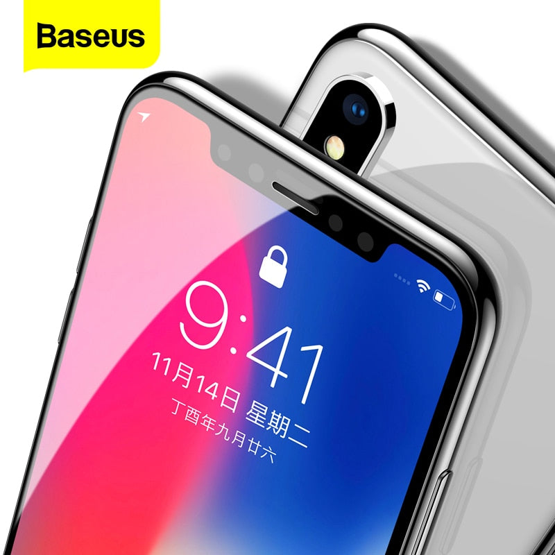 Baseus 0.3mm Protector de pantalla de vidrio templado para iPhone 12 11 Pro Xs Max X Xr Cubierta completa de vidrio protector para iPhone 12 Pro Max