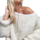 Damen Laterne Langarm Pullover Flauschiges Mohair Grobstrick Lose Pullover Tops Neu 2021