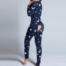 Sexy Women Christmas Cutout Functional Buttoned Flap Adults Pajamas Club Button Design Plunge Lounge Jumpsuit