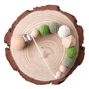 Cadena de chupete para bebé, Clip de madera de elefante, bolsa de cuentas geométricas de ganchillo, mordedor de madera, varilla pequeña, Clips para chupete de bebé, 1 ud.