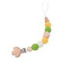 Cadena de chupete para bebé, Clip de madera de elefante, bolsa de cuentas geométricas de ganchillo, mordedor de madera, varilla pequeña, Clips para chupete de bebé, 1 ud.