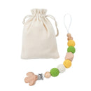 Cadena de chupete para bebé, Clip de madera de elefante, bolsa de cuentas geométricas de ganchillo, mordedor de madera, varilla pequeña, Clips para chupete de bebé, 1 ud.